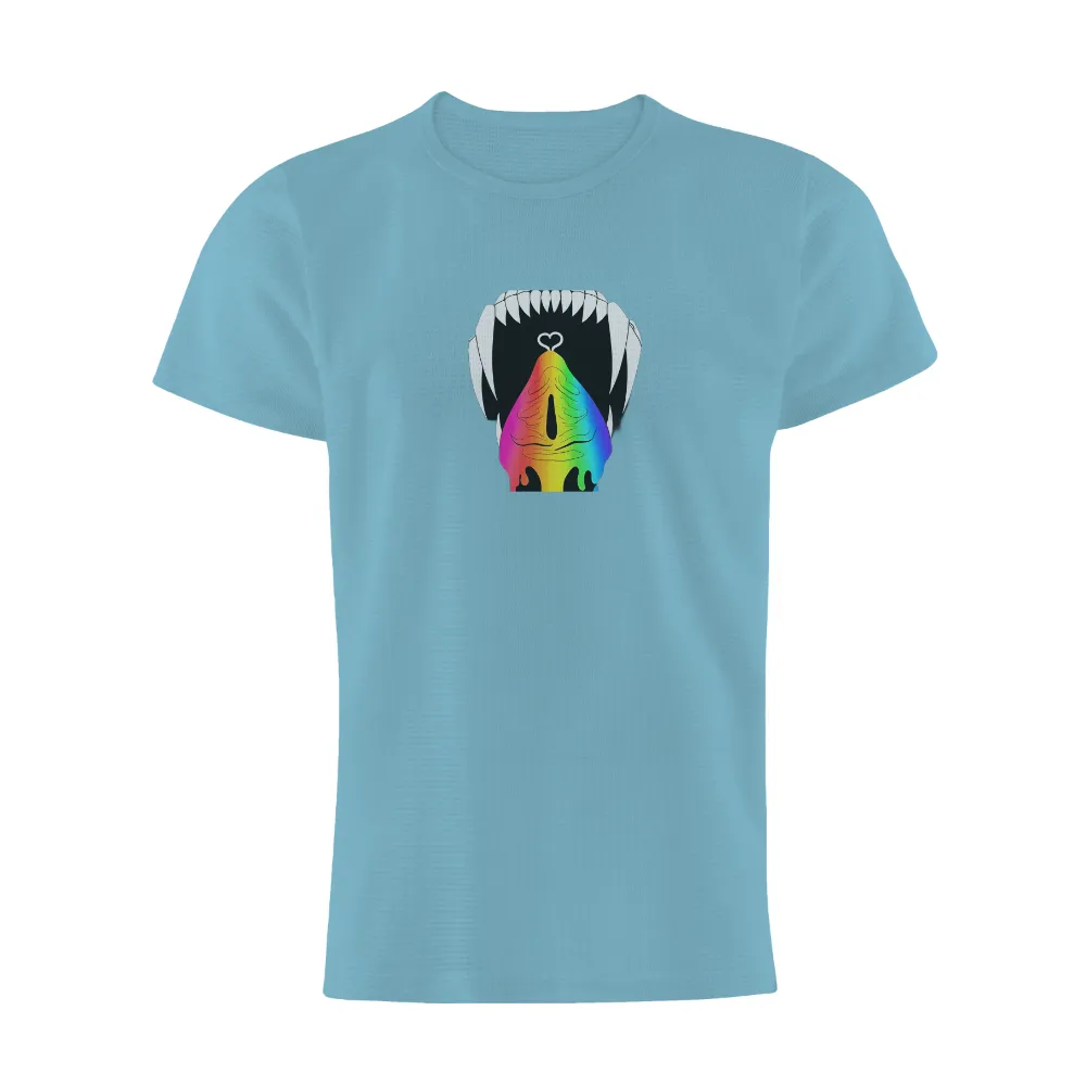 Custom T-Shirt Printing: Dark Creature with Rainbow Tongue| Rainbow-colored tongue