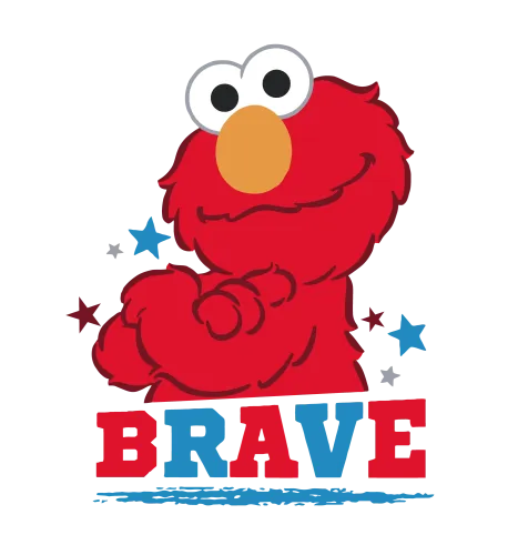 TShirt Design: Red Monster Flexing - Brave and Cheerful