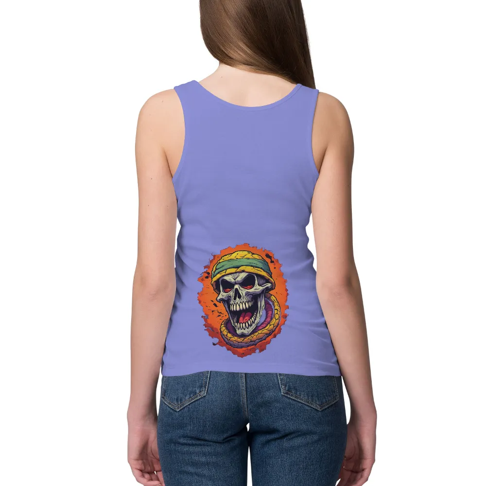 Graphic Tees: Embrace Your Inner Strength with Skull and Snake Design| Yellow and green headband