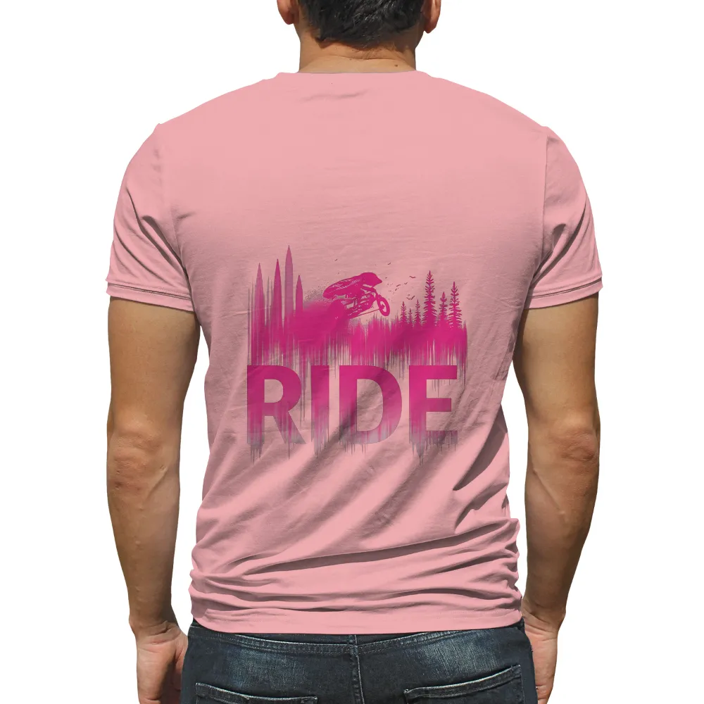 Tee Shirt Printing: Ride Through the Forest - Mountain Biking Adventure| forest backdrop