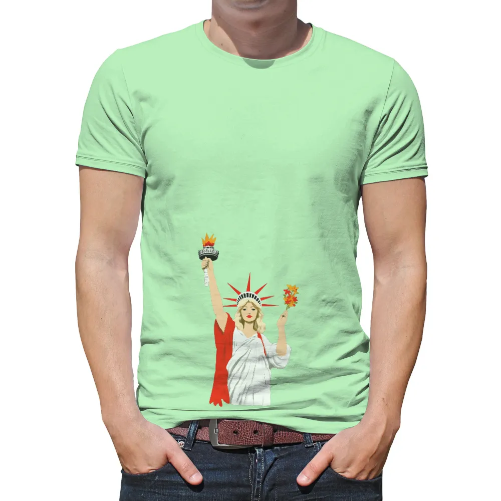 Tee Shirts Printed: Modern Artistic Statue of Liberty with Flowers|hope trip shirt