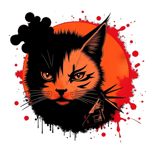 TShirt Printing: Fierce Cat Anime Art | Bold & Unique Design