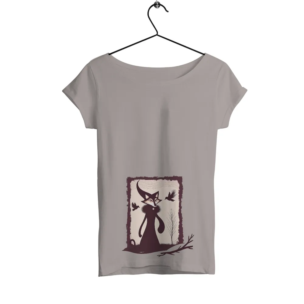 TShirt Design: Enigmatic Fox in the Forest|Mysterious fox standing tall