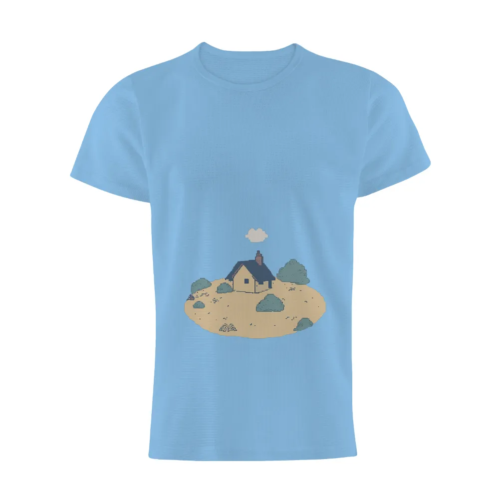 Tee Shirts Printed: Heart-Shaped Cloud Cottage - Minimalist Art|love for 3 shirts damar