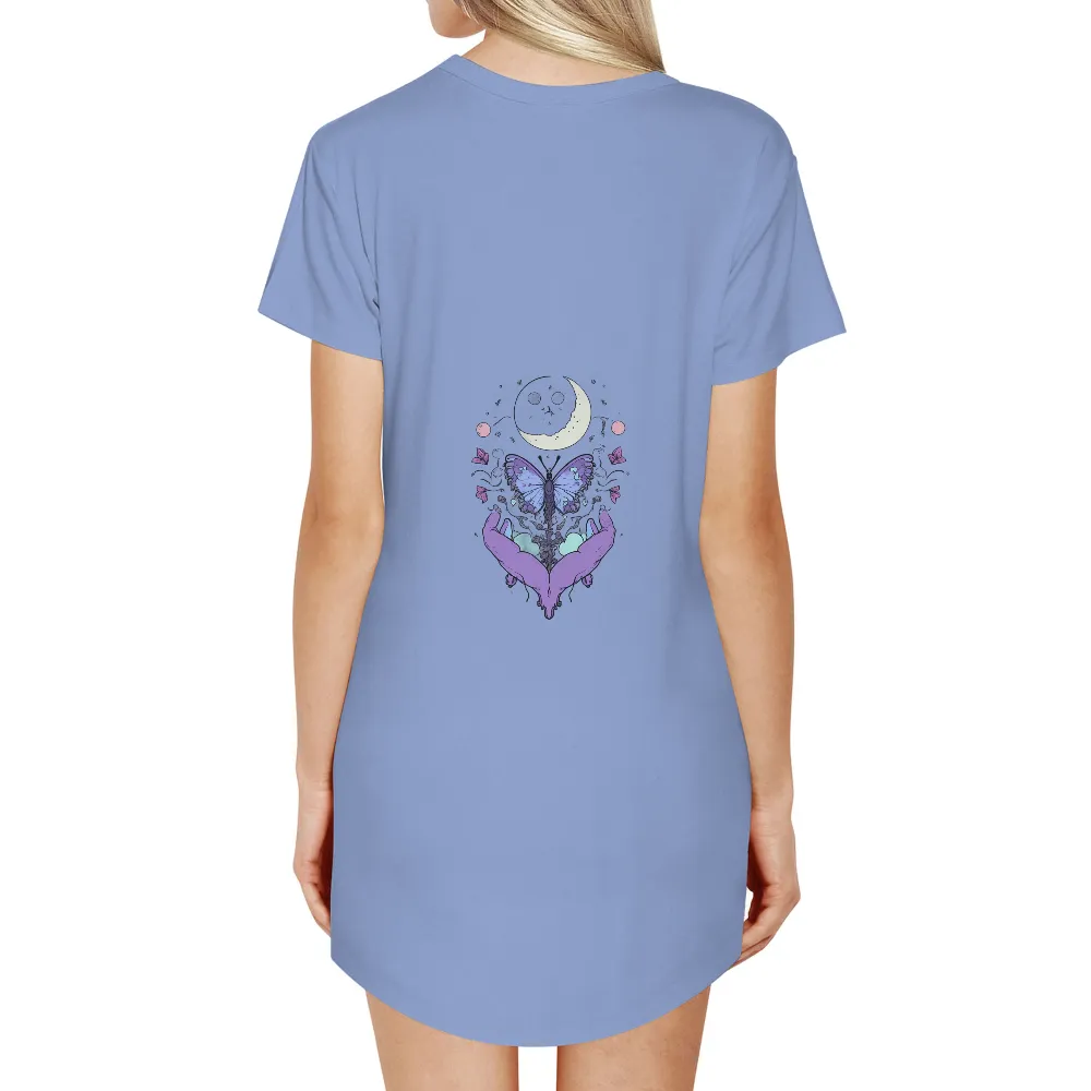 T-Shirt Printing: Luna's Dance Under the Moon|drop shoulder butterfly print tee