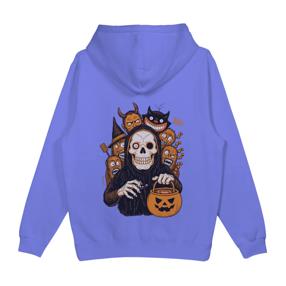 Customized Tee Shirts: Halloween Spirits with Grim Reaper and Friends| black cat