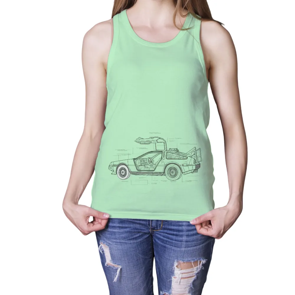 Shirts Graphic Tees: DeLorean Blueprint - Vintage & Retro|adventure time shirt sex