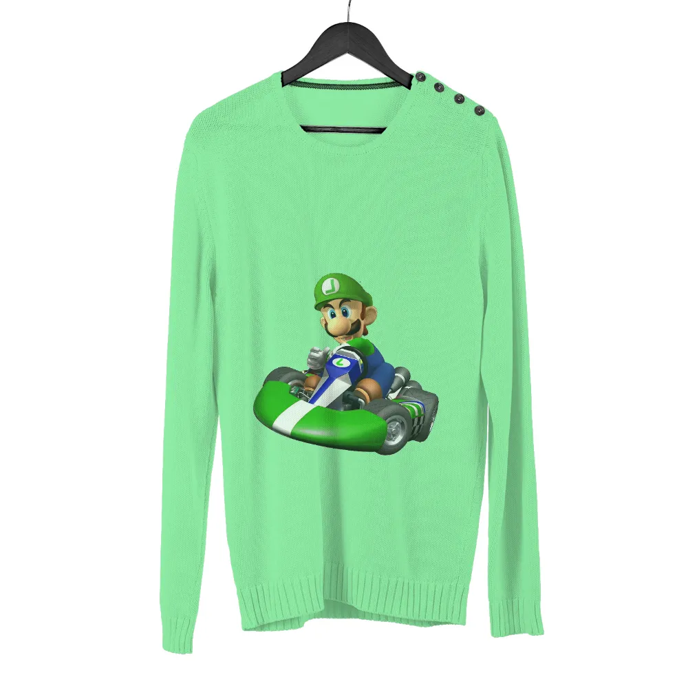 Luigi Go-Kart T-Shirt Printing - Gaming Fun|green bean 5s graphic tee