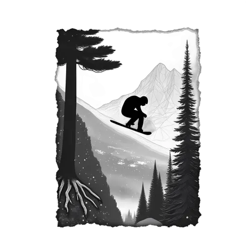 Graphic Tees: Snowboarding Adventure Under the Moonlit Sky