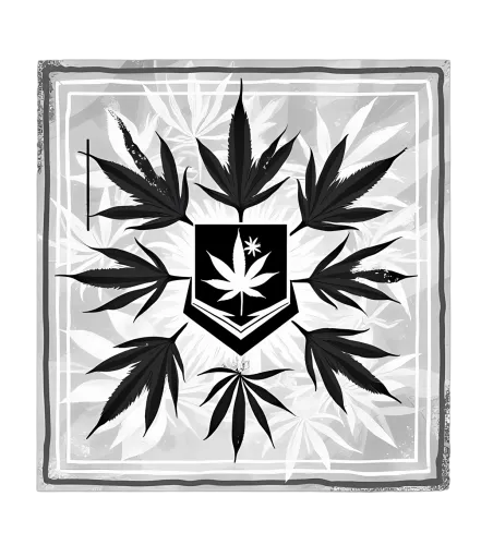 TShirt Design: Vintage Cannabis Shield - Artistic Nature Emblem