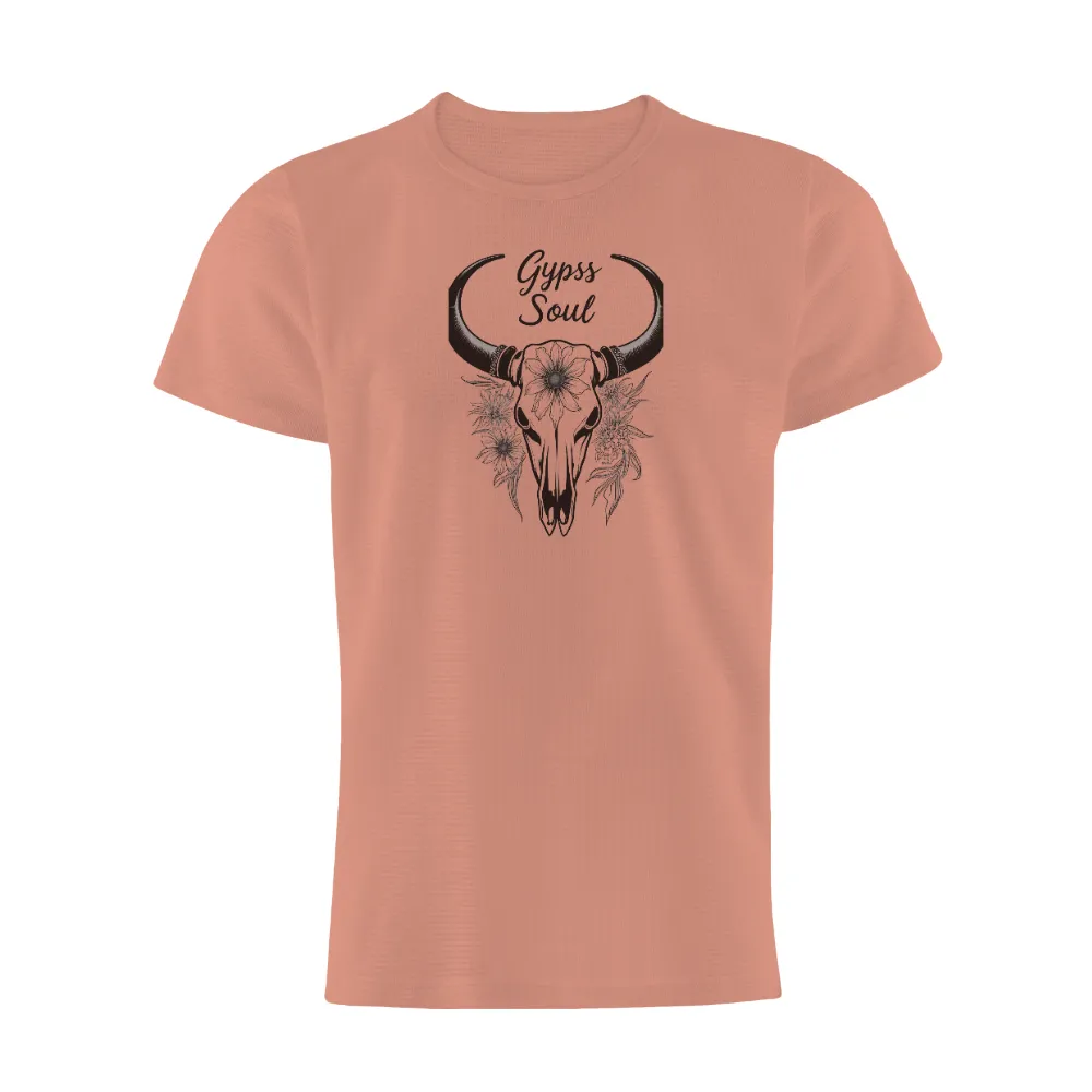 Gypsy Soul Tee Shirts Printed: Bull Skull and Flowers|strength and honor shirt