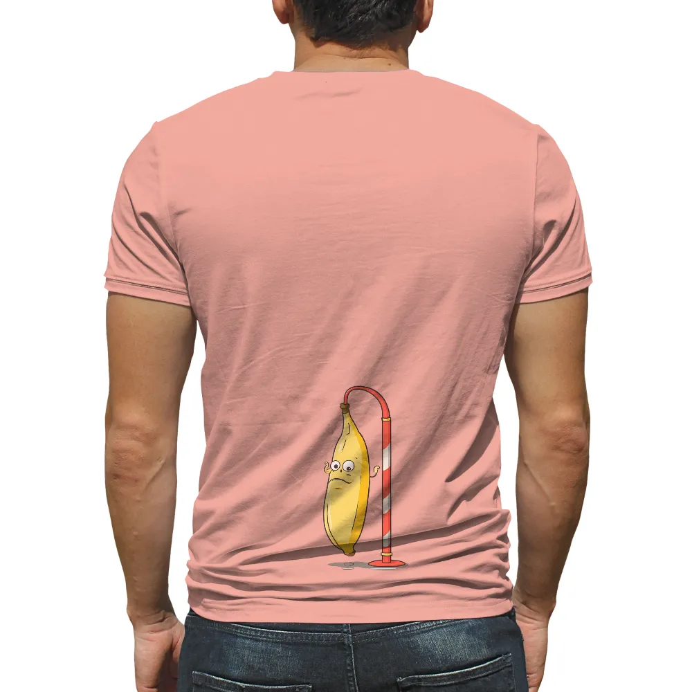 Custom T-Shirt Printing: Whimsical Banana Hanging on a Pole|banana republic eco premium wash crew neck t shirt