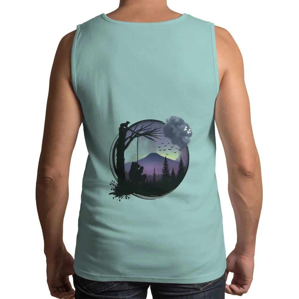 Custom Tee Shirts: Bear Gazing at the Northern Lights| forest