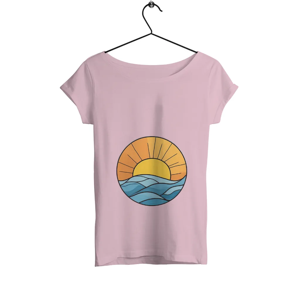 T-Shirts Custom: Sunset Serenity Over the Ocean|t shirt painting on nature