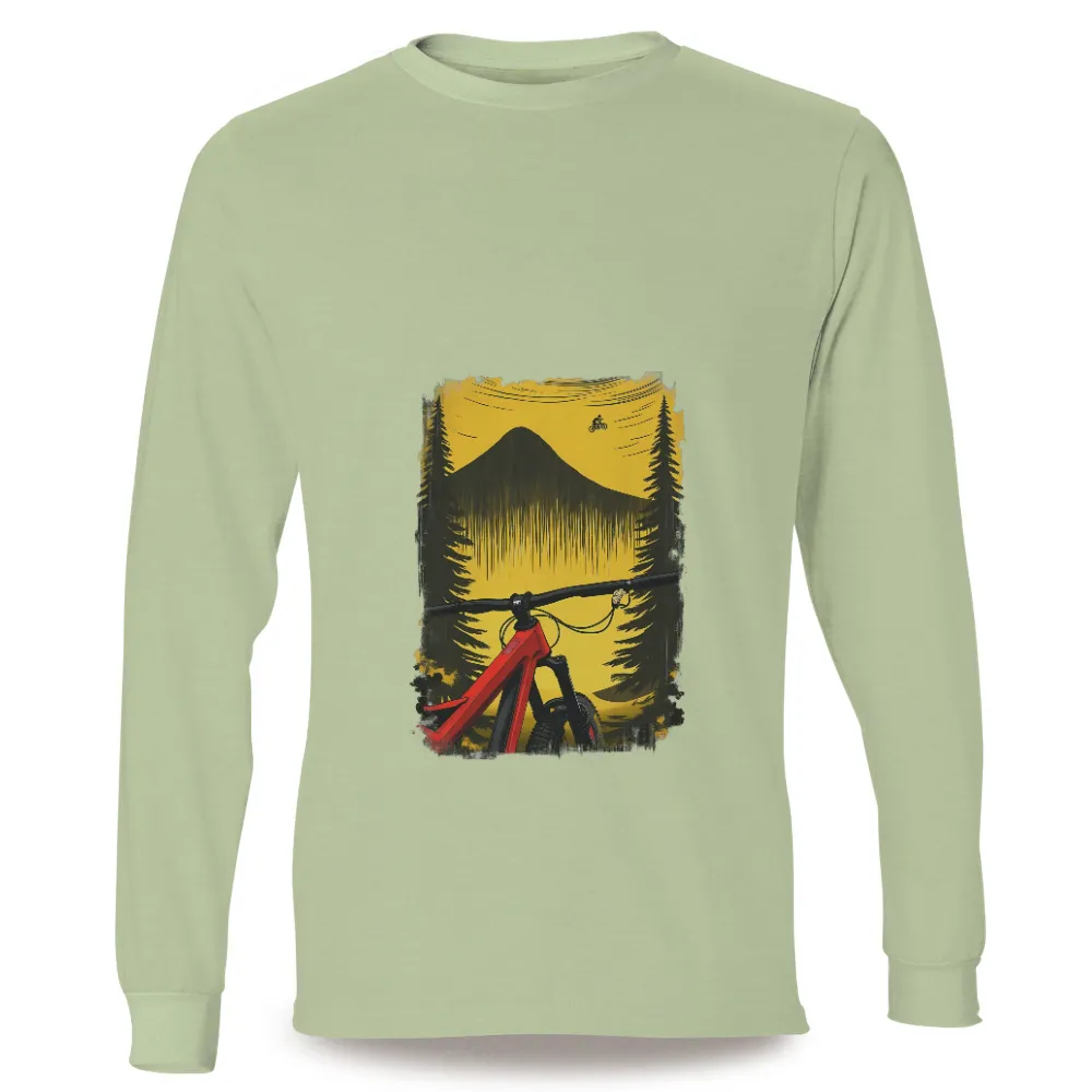 Tee Shirts Printed | Mountain Biking Adventure|bold red mountain bike