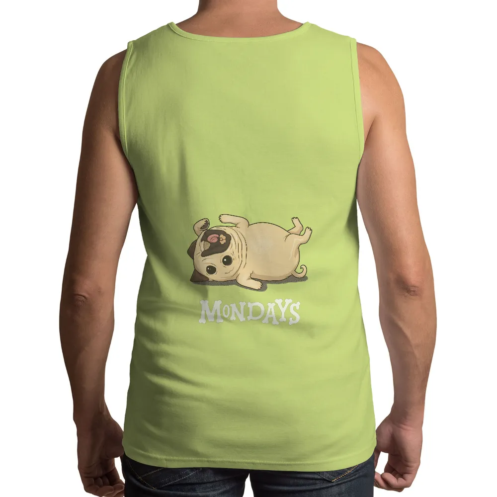 T-Shirts Pattern: Pug Mondays - Funny & Quotes| Pug expressing dread of Mondays