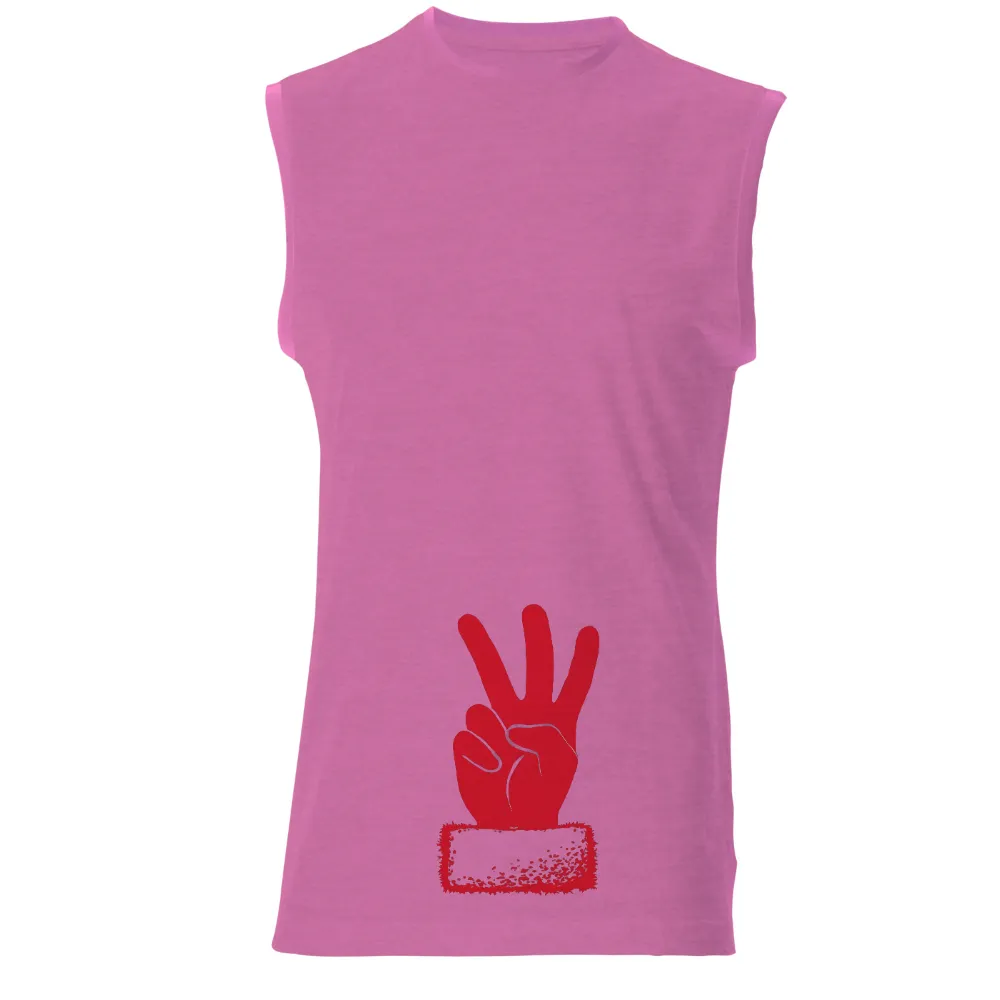 T-Shirts Pattern: Peace Gesture | Unity & Hope| Bold red and black contrast