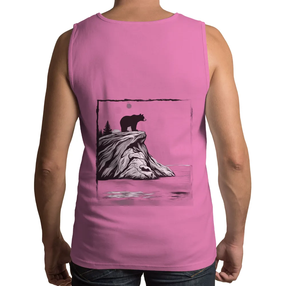 T-Shirts Custom: Majestic Bear on Cliff - Nature's Solitude|hot topic moon knight shirt