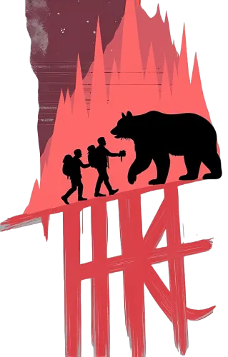 TShirt Design: Hiking Adventure with Bear - Explore the Wilderness