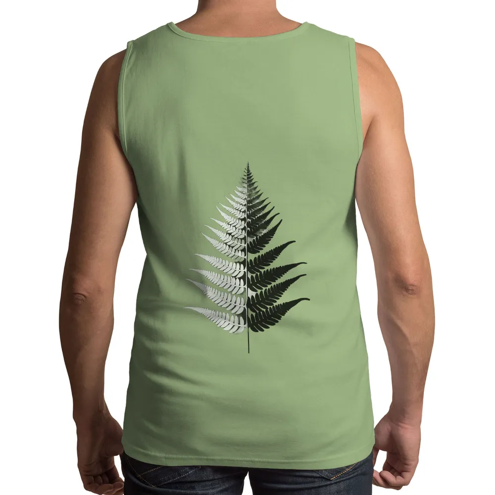 Tee Shirts Printed | Nature's Grace: Fern Leaf Design| Light and dark contrast