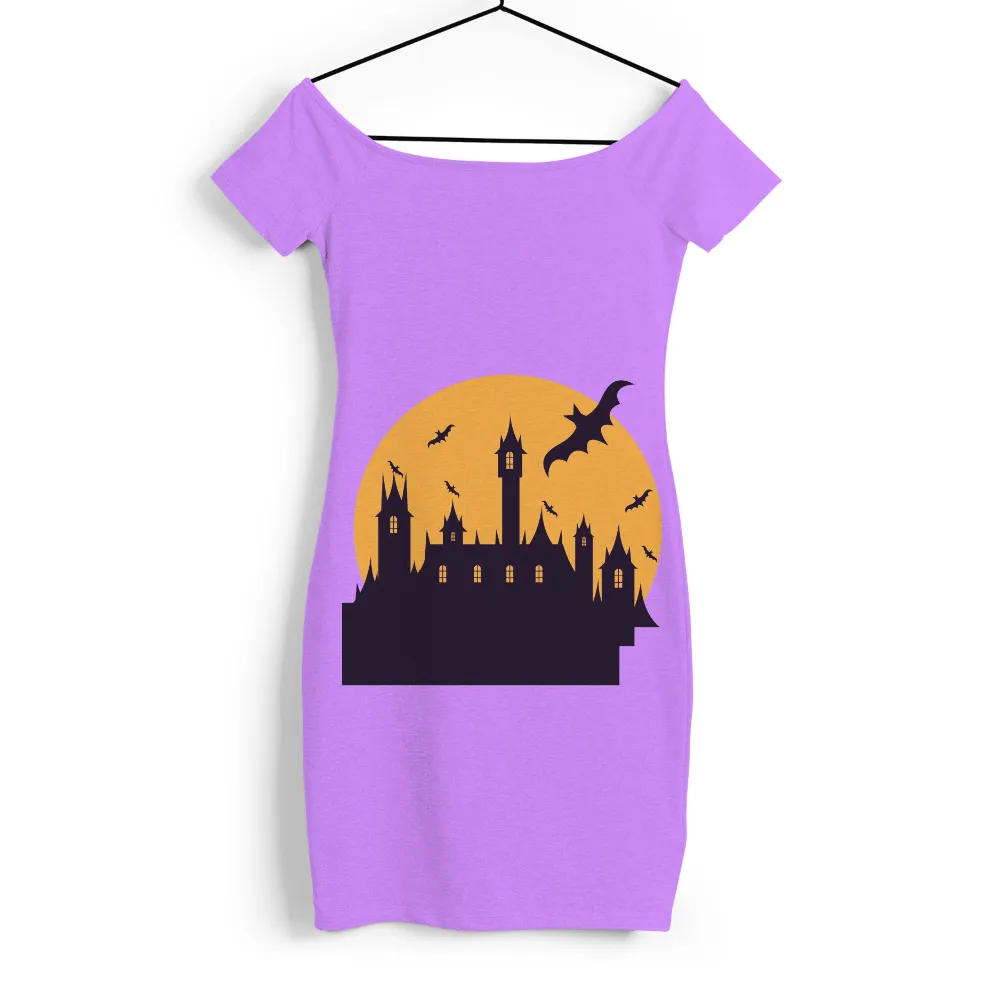 T-Shirts Custom: Spooky Castle Silhouette - Halloween Mystery|pink fantasy football shirt