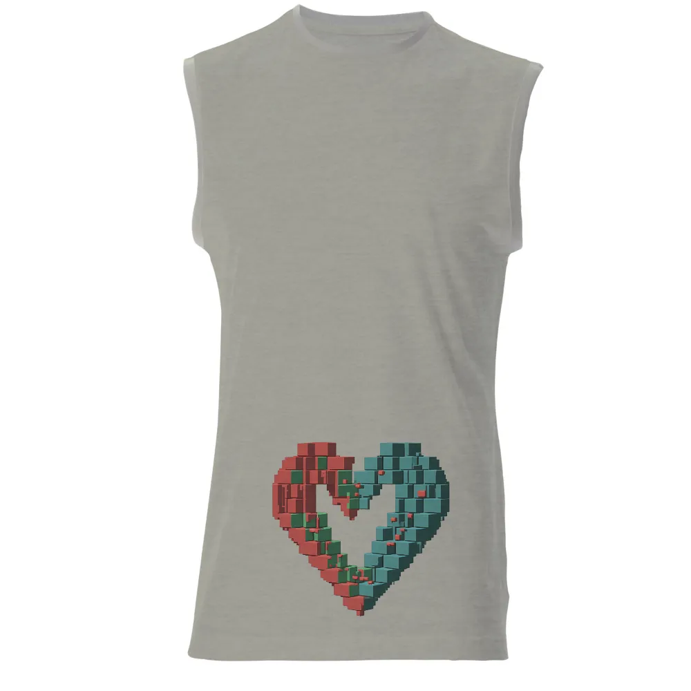 Modern Geometric Heart Design: Heart of Cubes|mlb logo shirt with heart