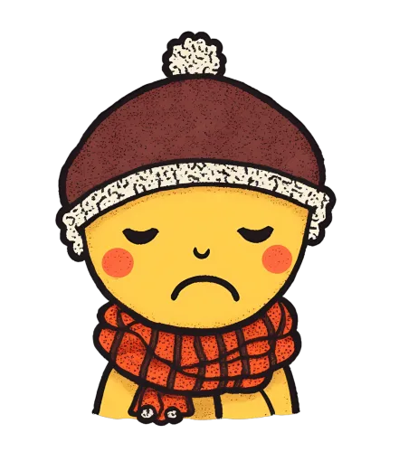 TShirt Printing: Winter Warmth - Sad Milo with Beanie and Scarf