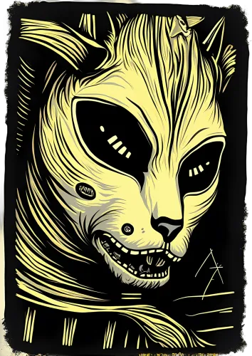 Tee Shirt Printing: Alien Cat Creature - Artistic Designs