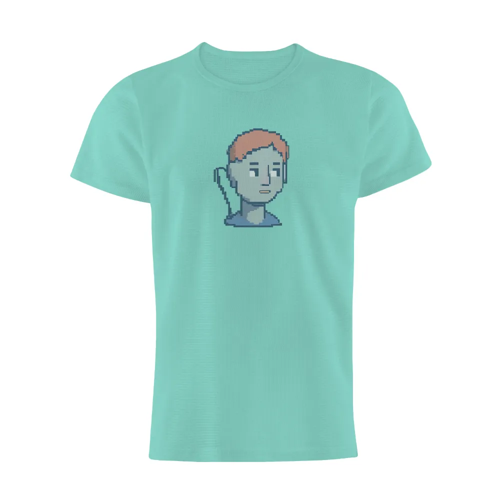 Custom T-Shirt Printing: Pixel Art Retro Gaming Character|gildan neon blue t shirt