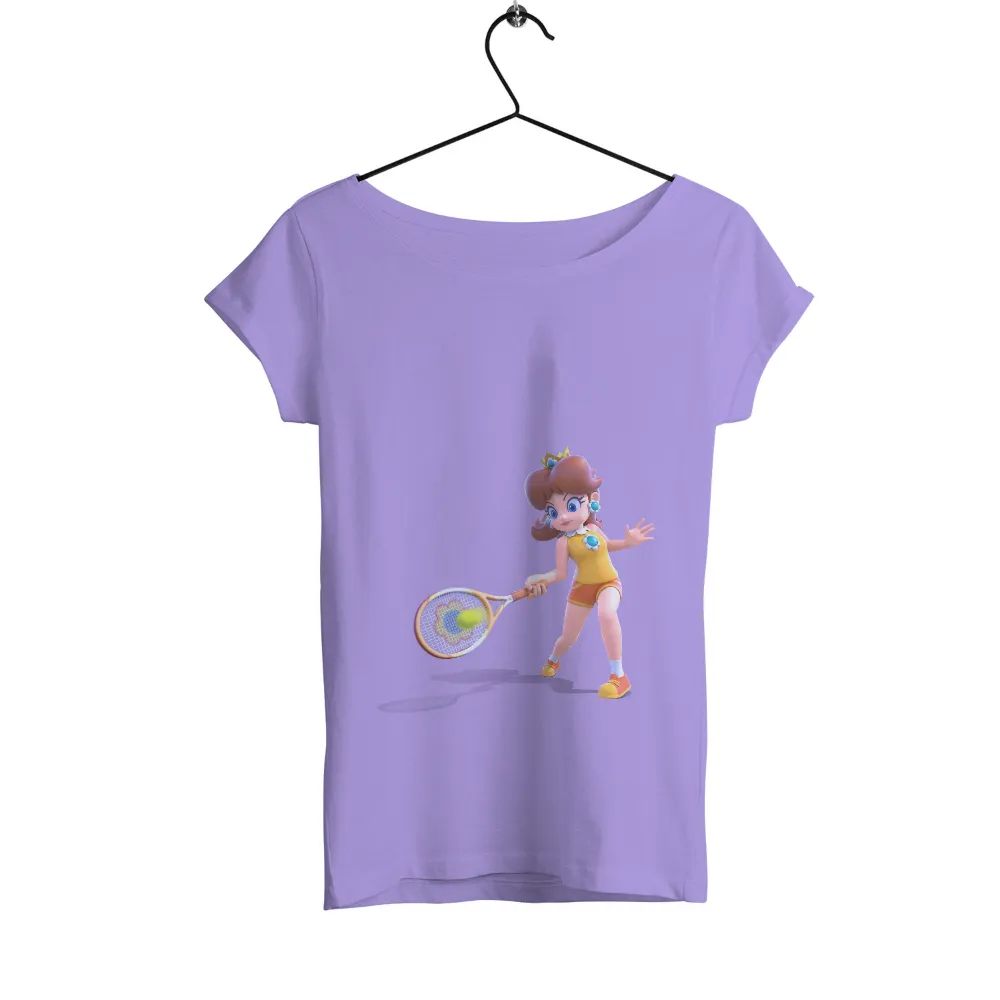 Tee Shirt Printing: Princess Daisy's Tennis Adventure|cartoon character with star on shirt