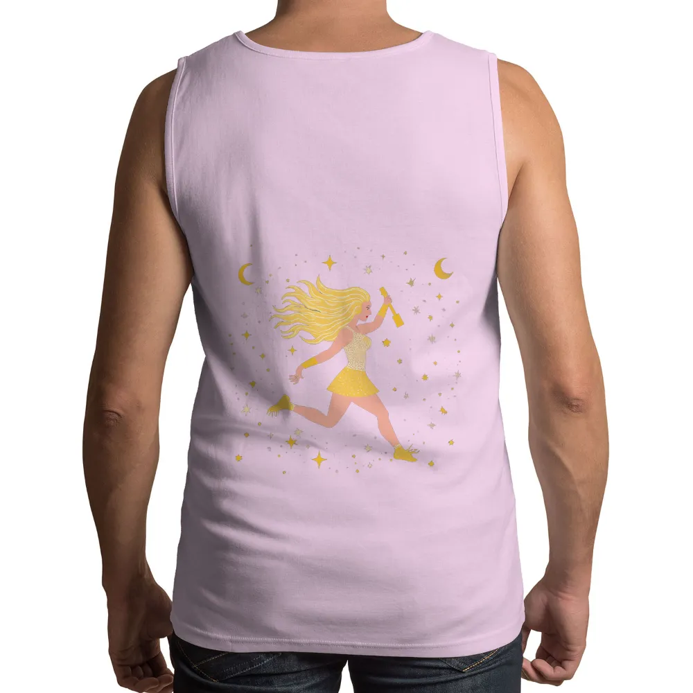 TShirt Printing: Celestial Dreams - Running Girl with Golden Batons|whitetails men's camp night berber lined hooded flannel shir