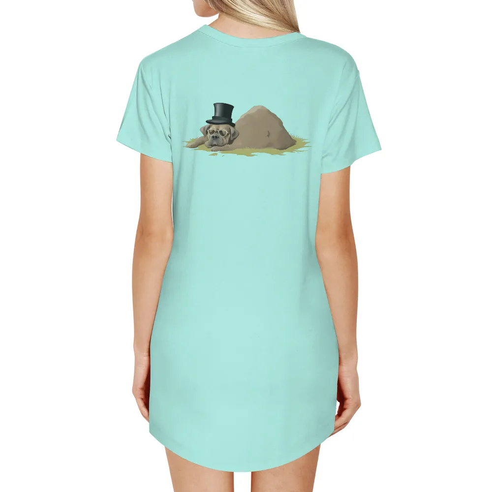 Tee Shirt Printing: Dapper Dog with Top Hat and Glasses| Playful dog illustration