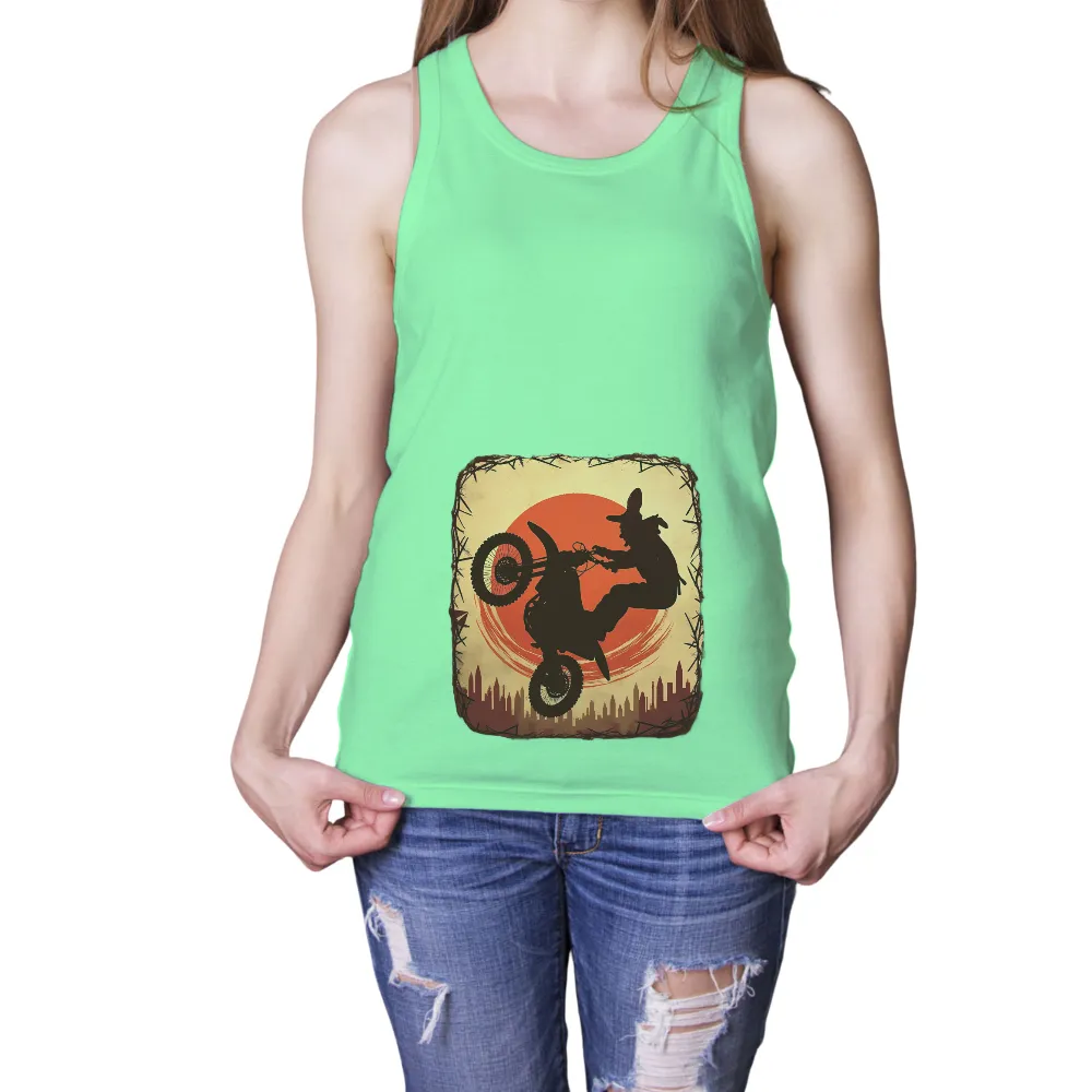 Tee Shirts Printed: Cowboy Dirt Bike Stunt at Sunset|adventure time star wars shirt