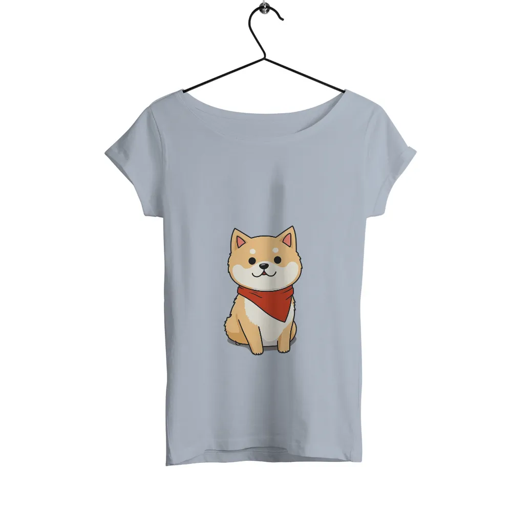 Tee Shirts Printed: Adorable Shiba Inu Puppy with Red Bandana|cute women's st patty's day shirts