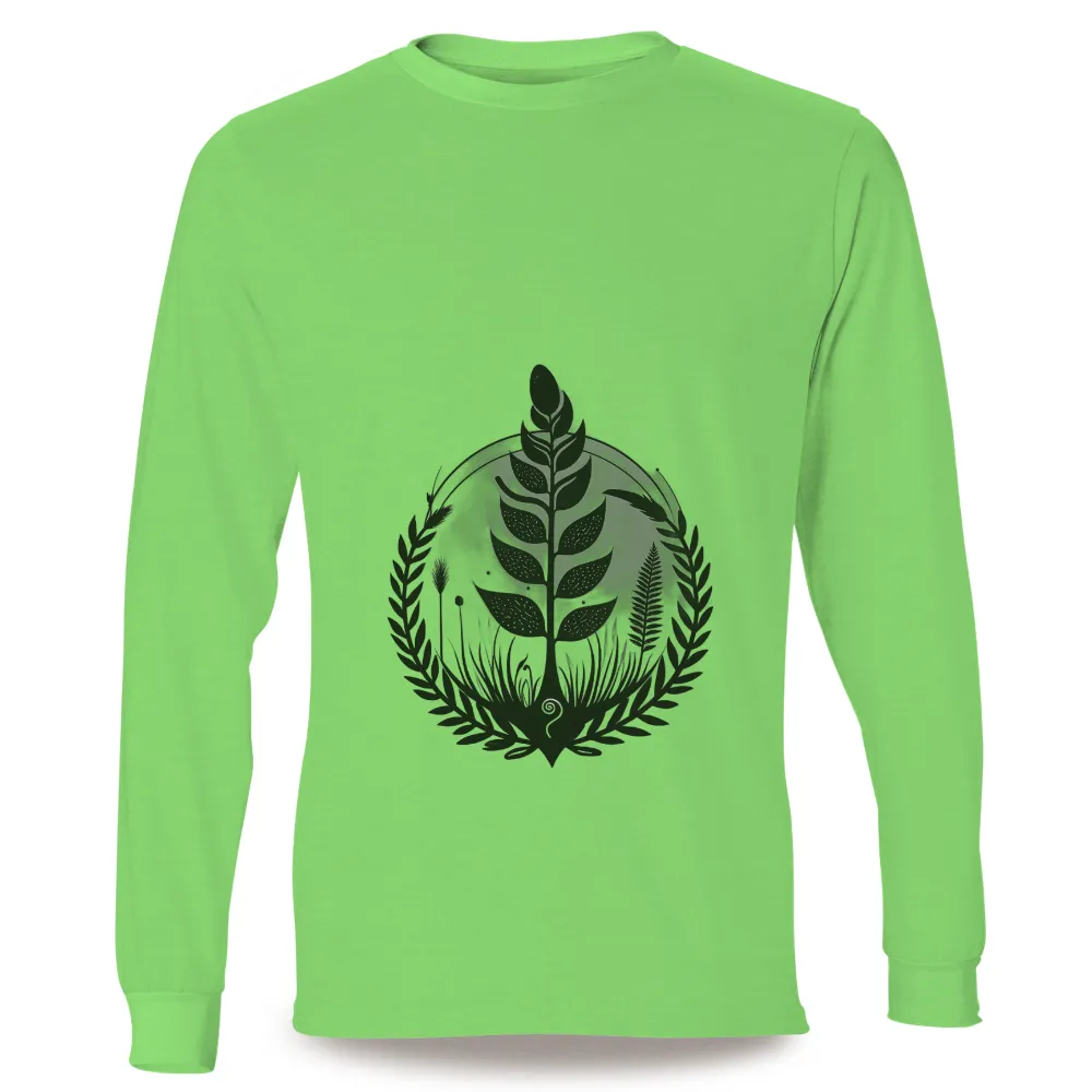 Shirts Graphic Tees | Nature's Resilience: Monochromatic Leaf Design|Stylized leaf