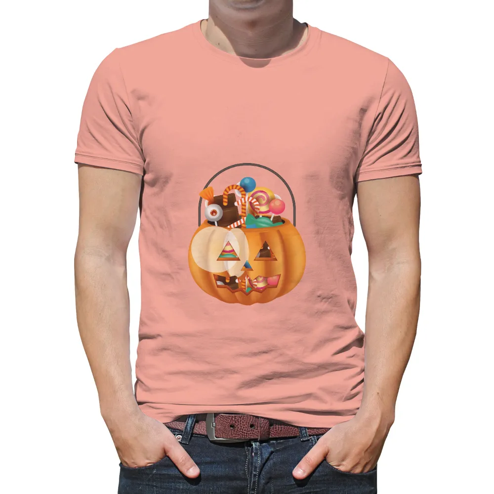 T-Shirt Printing: Halloween Pumpkin Basket Filled with Candies|thick thighs spooky vibes sweatshirt