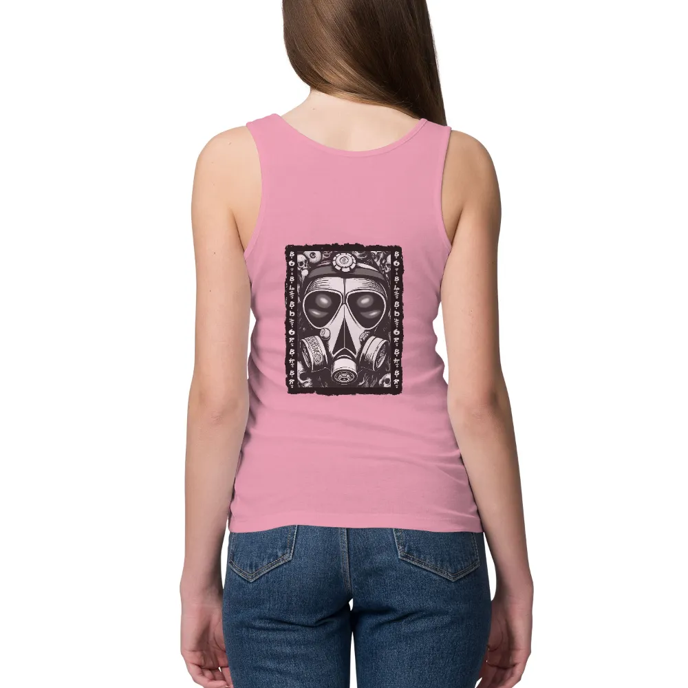 Custom Tee Shirts: Post-Apocalyptic Gas Mask Design|mens short sleeve sun protection shirts