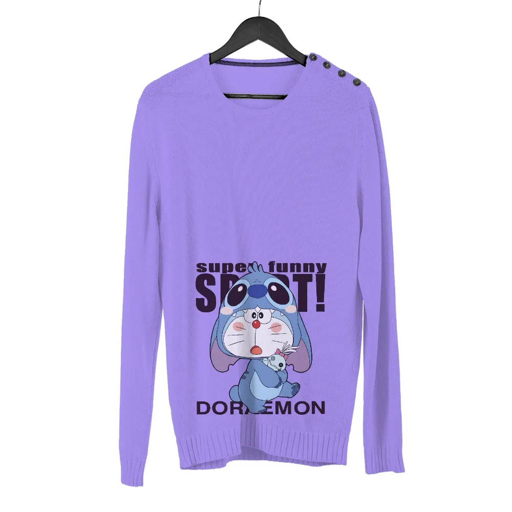 Custom T-Shirt Printing: Super Funny Doraemon in Stitch Costume|on fire anime shirt