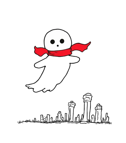 Luna: Ghostly Figure in a Futuristic City - T-Shirts Design