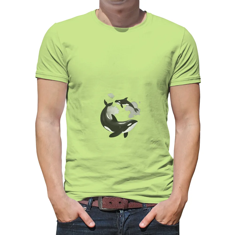 TShirt Printing: Orcas in the Ocean - Minimalist Art|black and white shirt price