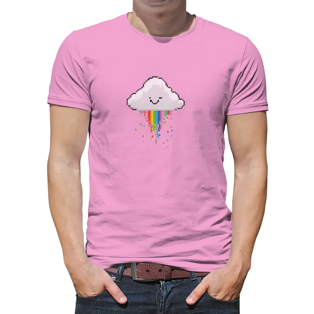 T-Shirts Pattern: Pixel Cloud with Rainbow Tears| Nostalgic pixel art