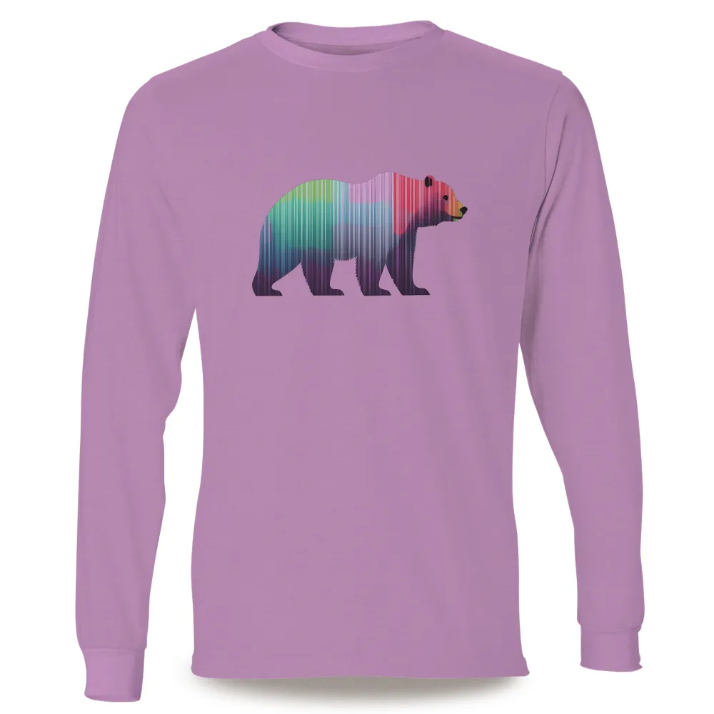 Vibrant Bear Silhouette Print: Blending Nature with Modern Art|bear with beer pocket shirt