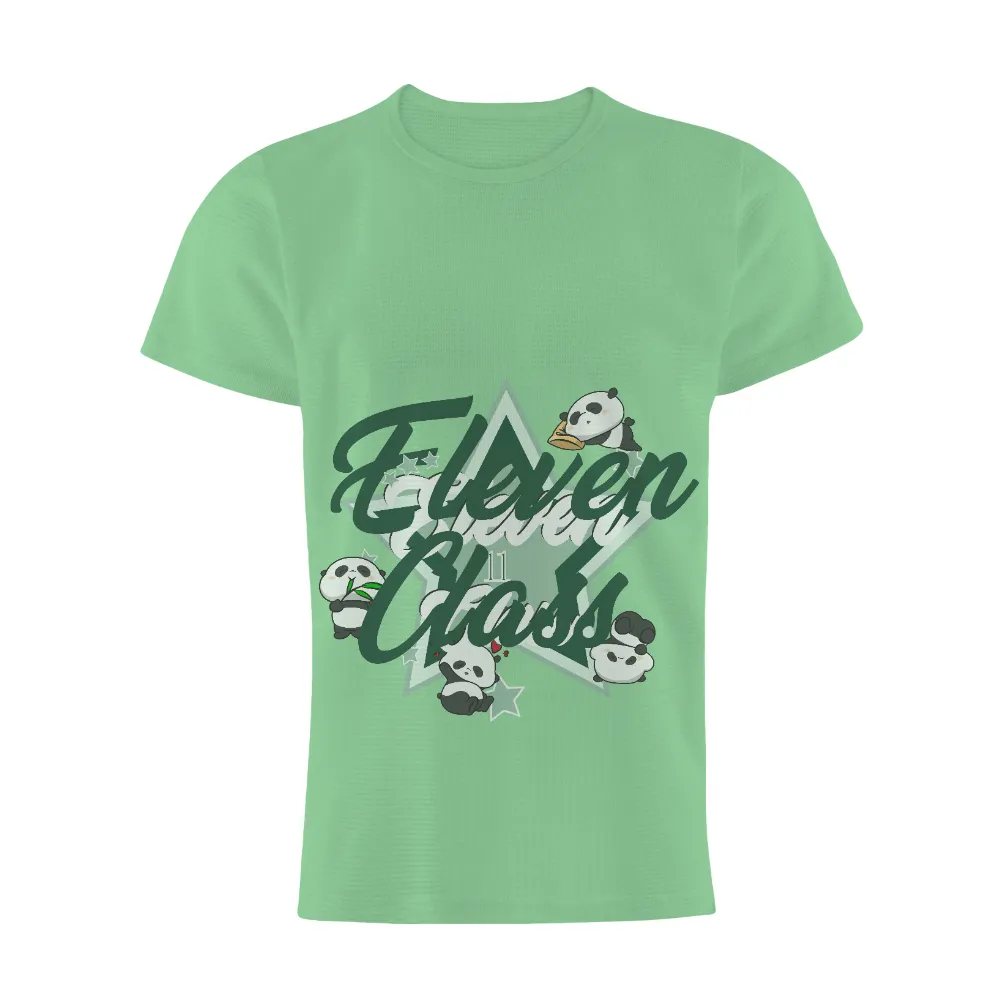 Graphic Tees: Eleven Class Pandas - Adorable Guardians of the Forest|hot pink and lime green shirt