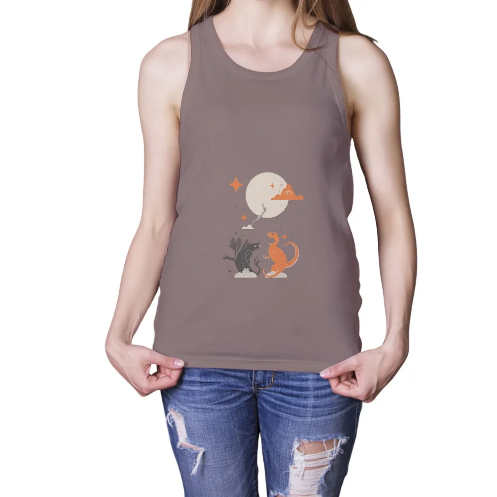 T-Shirts Design: Mythical Guardians Under the Moon|dragon valentine shirt