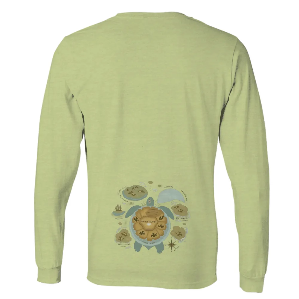 TShirt Design: Whimsical Turtle Island Adventure|Giant turtle carrying an island