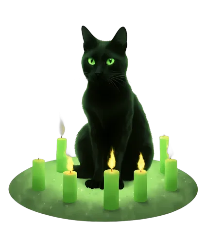 Tee Shirts Printed: Enchanted Black Cat with Glowing Candles