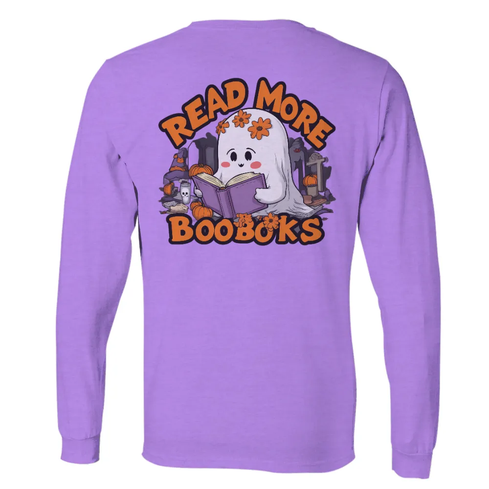 Customized Tee Shirts: Read More Booboks - Halloween Ghost Reading|halloween shirts 2022