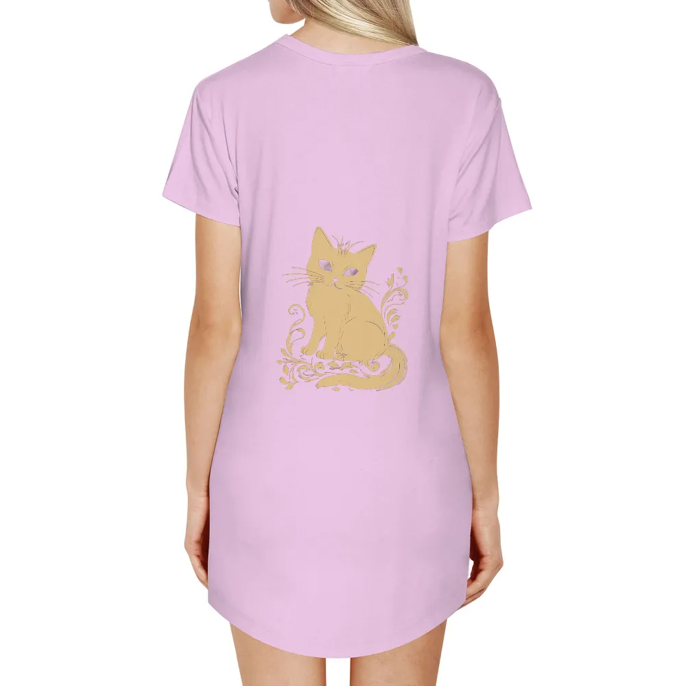 Shirts Graphic Tees: Enchanted Cat with Magical Flower|a lab karate cat t shirt