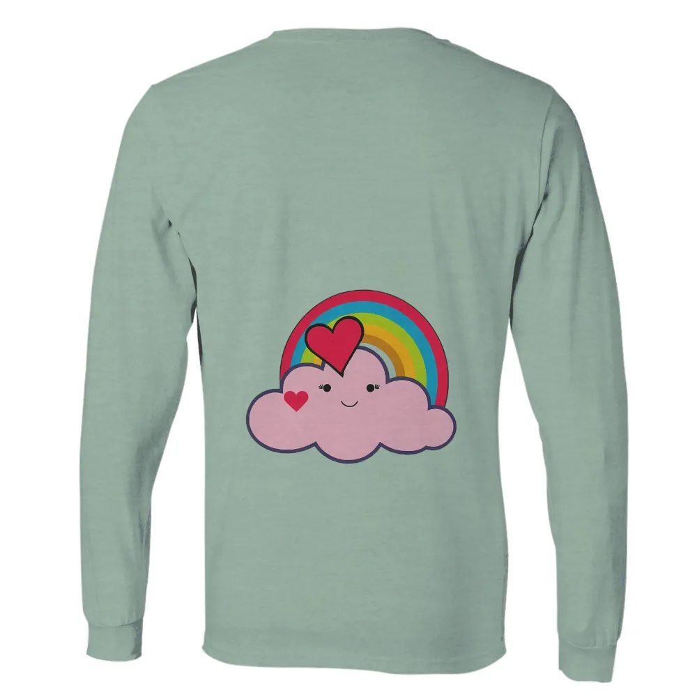 TShirt Design: Spread Love with Heart and Rainbow|navy shirt with rainbow stripe