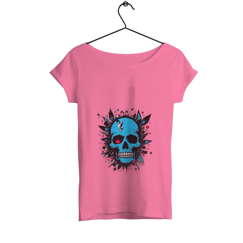 Graphic Tees: Bold Punk Rock Skull Design|Blue skull with lightning bolt